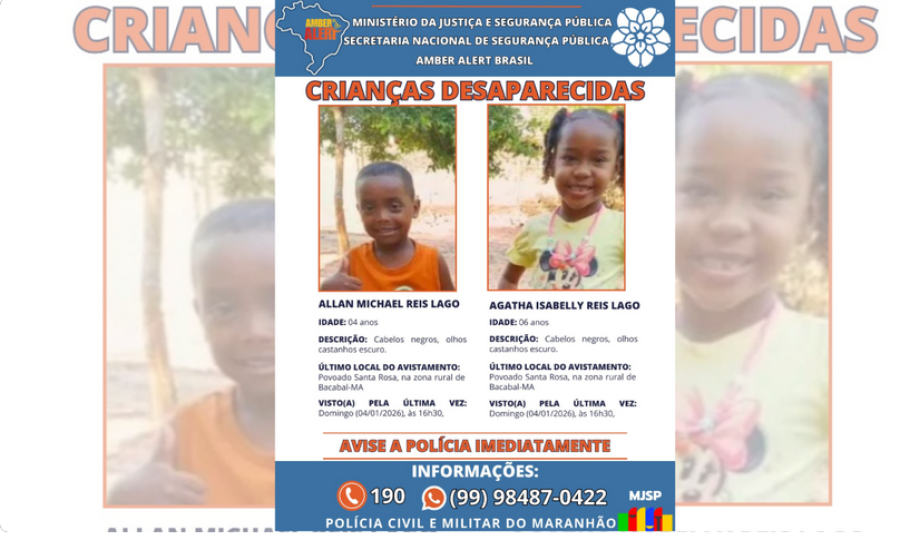 Dois meses após sumiço de irmãos em Bacabal, investigação segue sem suspeitos ou conclusões